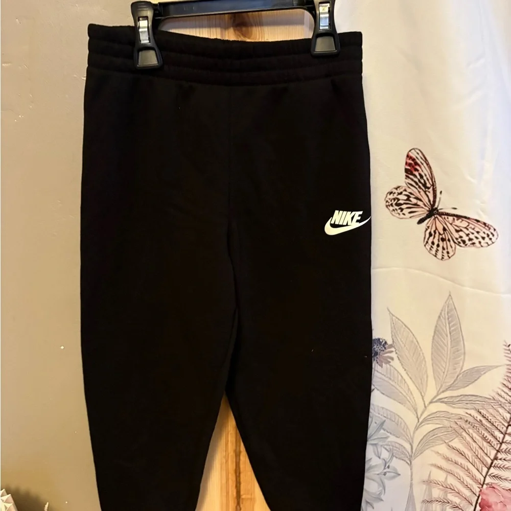 Nike Kids Black Joggers with White Logo